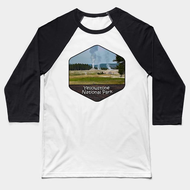 Yellowstone National Park - Geyser Hill Baseball T-Shirt by gorff